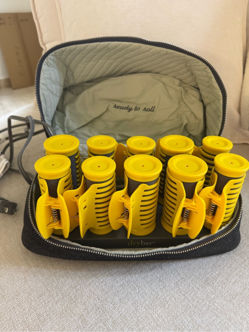 Drybar Bright Yellow Heated Roller Set with Case